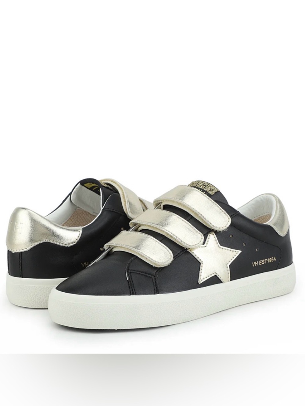 NWOB Vintage Havana ALLY - BLACK WASHED GOLD Velcro Sneakers
